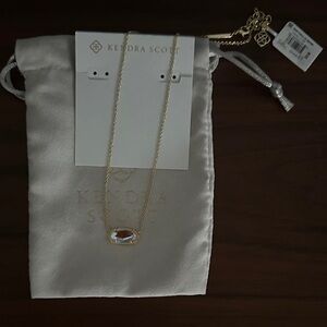 Kendra Scott Gold Necklace with Iridescent/White Stone